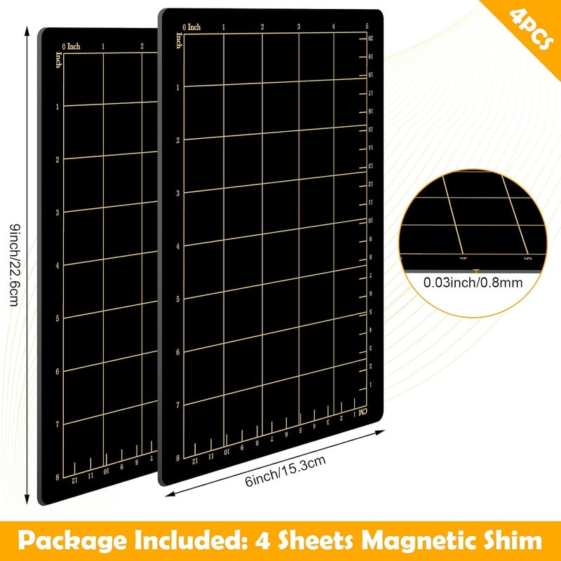 Copkim 4 Shims 6'' x 9" Magnetic Shim with Card Size Grids Die Cutting Machine Accessories Black Embossing Machine Pads for Die Cutter - Image 2